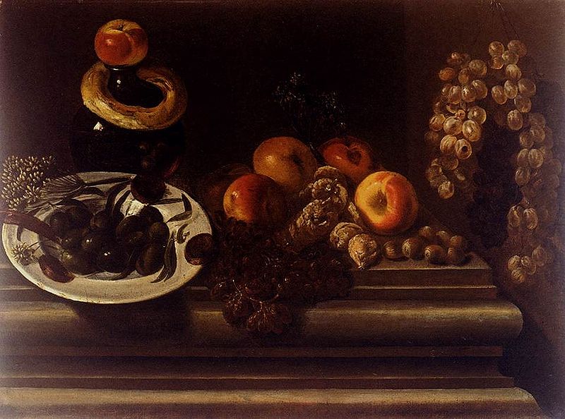 Still Life Of Fruits And A Plate Of Olives